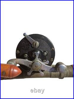 Vintage Bamboo Saltwater Fishing Pole and Penn 160 Reel Antique Rare Look! Art