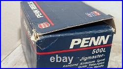 Vintage Black PENN JIGMASTER 500L REEL 275/30LB Manual Wrench & Clamp with Box