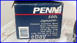 Vintage Black PENN JIGMASTER 500L REEL 275/30LB Manual Wrench & Clamp with Box