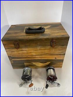 Vintage Bowen's Sportsman Bay Ranger Wooden Tackle Box Two Penn Reels Included