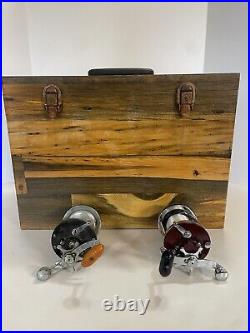 Vintage Bowen's Sportsman Bay Ranger Wooden Tackle Box Two Penn Reels Included