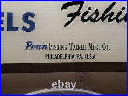 Vintage Light-Up Advertising Display Sign Drop Clock Penn Reels Fishing Tackle
