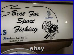 Vintage Light-Up Advertising Display Sign Drop Clock Penn Reels Fishing Tackle