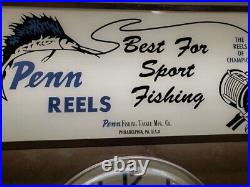 Vintage Light-Up Advertising Display Sign Drop Clock Penn Reels Fishing Tackle