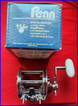 Vintage New in Box Penn 114H Special Senator 6/0 High Speed Reel Made in U. S. A