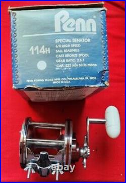 Vintage New in Box Penn 114H Special Senator 6/0 High Speed Reel Made in U. S. A