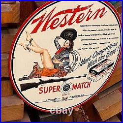 Vintage Olin Industries Porcelain Sign Gas Oil Ammo Fire Arm Gun Super Match Ad