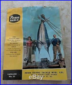Vintage PENN 113 4/0 SENATOR Fishing Reel w Catalog No. 22