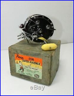 Vintage PENN 49M SUPER-MARINER Fishing Reel Original Box, Catalog 18 & Guarantee