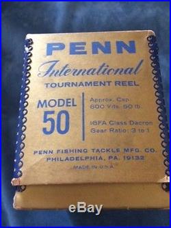 Vintage PENN 50 International Reel with Bag. 50th anniversary New