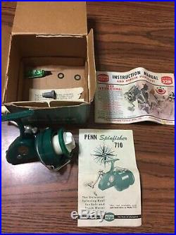 Vintage PENN 710 SPINFISHER Spinning Reel /BOX/PAPERS/TOOL/GREASE, excellent cond
