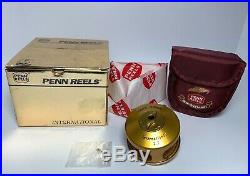 Vintage PENN INTERNATIONAL 2.5G GOLD FLY Fishing Reel ORIGINAL BOX POUCH Unused