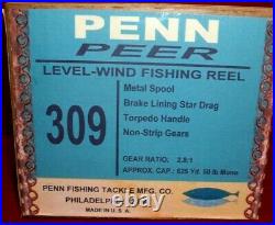 Vintage PENN Level-Wind Conventional Reel PENN PEER N0. 309, circa 1960's. USA