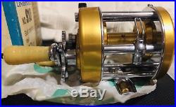 Vintage PENN Levelmatic No. 910 Bait Casting Reel Gold BOX, OIL, WRENCH, PARTS