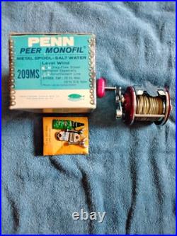 Vintage PENN PEER No. 209MS FISHING REEL LEVEL WIND USA Original Box Hardware New