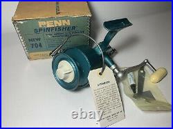 Vintage PENN SPINFISHER 704 Greenie Spinning Reel With Box USA Made CLEAN