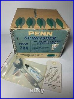 Vintage PENN SPINFISHER 704 Greenie Spinning Reel With Box USA Made CLEAN