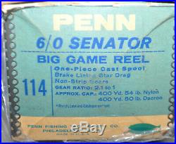 Vintage PENN Senator 114 6/0 BIG GAME Conventional Saltwater Fishing Reel in BOX