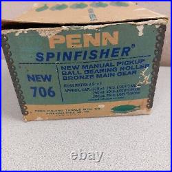 Vintage PENN Spinfisher Reel 706 Greenie Manual Pickup w Wrench Box Lube LNIB