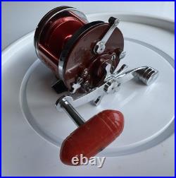 Vintage Penn 146 Squidder JR Red Anniversary Spool Tiburon Red Bakelite Handle