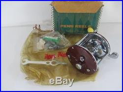Vintage Penn 209M Peer Level-wind Fishing Reel With Rod Clamp Minty