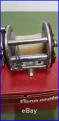 Vintage Penn 209mf Level Wind Reel With Box Tool Lube Instructions White Handle