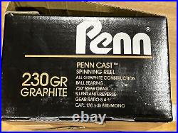 Vintage Penn 230GR Graphite Spinning Reel With Original Box Manual & Spare Spool