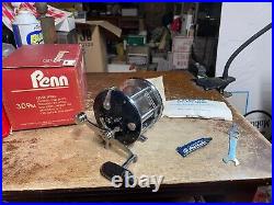 Vintage Penn 309M Peer Level Wind Fishing Reel, Stainless Steel Spool Unused NIB