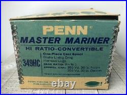 Vintage Penn 349HC Master Mariner Saltwater Fishing Reel Deep Sea Casting Box