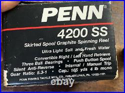 Vintage Penn 4200 SS Spinning reel in Original Box Made in USA 1995