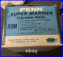 Vintage Penn 49M Super-Mariner Reel All Original Unused Complete See Pics ONS