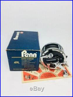 Vintage Penn 49 Super Mariner Fishing Reel /box New Old Stock Never Used USA