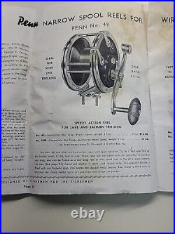 Vintage Penn 49 with Reel, Original Box, Vintage Book, red Handle (1953 Era)