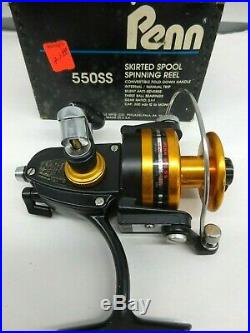 Vintage Penn 550SS Skirted Spool Spinning Reel High Speed 5.11 Black and Gold