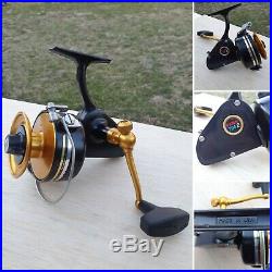 Vintage Penn 704Z Spinning Reel Lefty BLACK/GOLD NICE WORKING Cond Made in USA