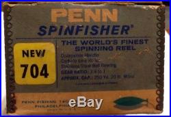 Vintage Penn 704 Spinfisher 1st Version Spinning Reel WithOriginal Box Lot P-25