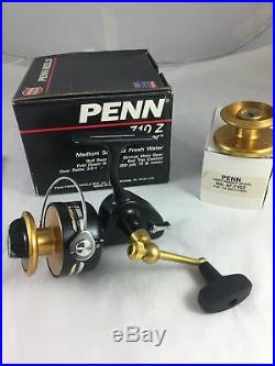 Vintage Penn 710Z Spinning Reel in Box with lots of EXTRAs