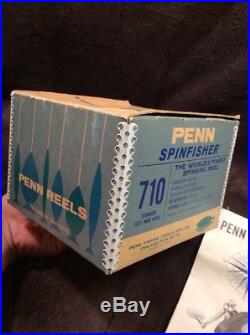 Vintage Penn 710 Spinfisher Greenie Spinning Reel With Original Box & Manual