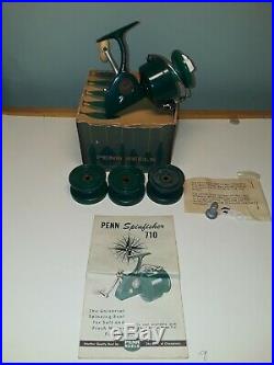 Vintage Penn 710 standard spinfisher. Green Body