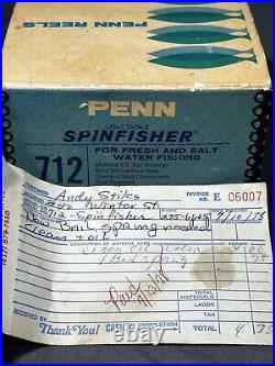 Vintage Penn 712 Spinfisher Saltwater Spinning Reel Made in USA With Box
