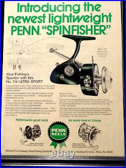 Vintage Penn 714 Ultrasport Greenie Spinfisher Spinning Reel. Bin No. 225