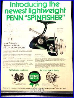 Vintage Penn 714 Ultrasport Greenie Spinfisher Spinning Reel. Bin No. 230