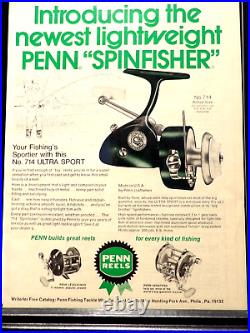 Vintage Penn 714 Ultrasport Greenie Spinfisher Spinning Reel. Bin No. 242