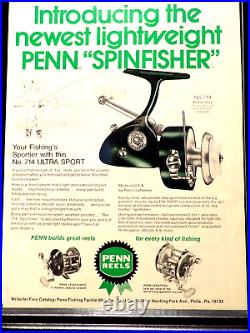 Vintage Penn 714 Ultrasport Spinfisher Greenie Spinning Reel. Bin No. 223