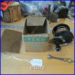 Vintage Penn 80 fishing reel and box (box has damage) c. 1930s (lot#11262)