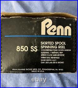 Vintage Penn 850SS USA Spinning Reel With Box, Manual, Lube, RH Pivot Circa 1989