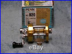 Vintage Penn 920 Baitcasting Reel With Box and Paperwork Very Good Condition