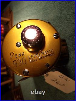 Vintage Penn 930 Levelmatic Heavy Duty Bait casting Reel Bin No. 260