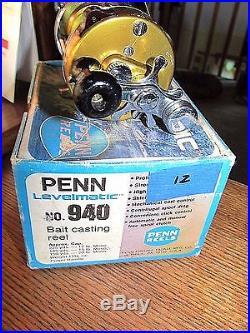 Vintage Penn 940 Levelmatic Ball Bearing Bait Casting ReelWITH BOX
