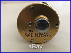 Vintage Penn 940 Levelmatic Ball Bearing Bait Casting Reel Nice & Smooth USA